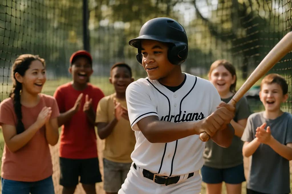 Genao Guardians impact shown by a young infielder taking practice on a community baseball field